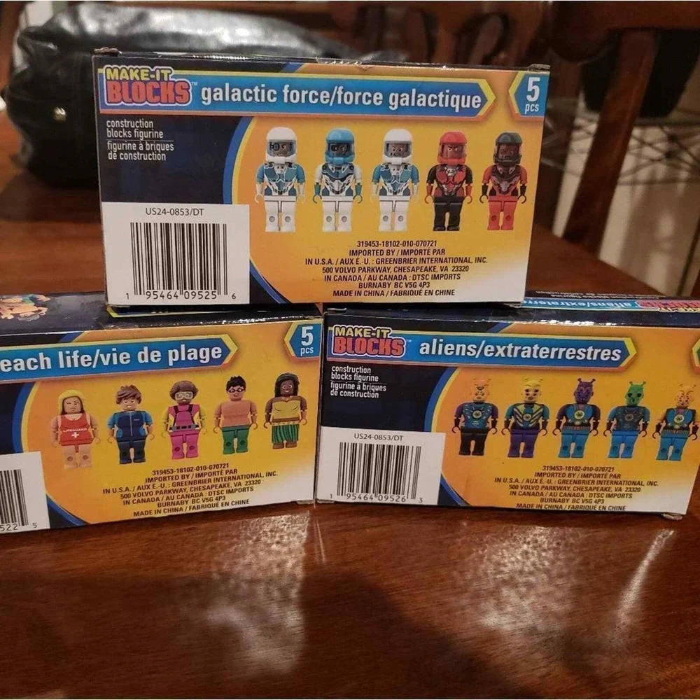 LEGO like Lot of 3 new Make it blocks Galactic force‎ Beach life  alians figures
